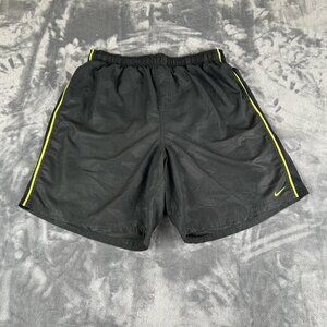 Nike Shorts Mens XL Black Retro Swoosh Athletic Gym Mesh Lined Neon Stripe